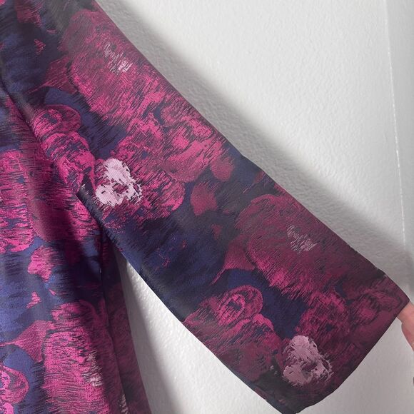 Alex Evenings Women's Blazer Size( XL/Petite) Burgundy Blue Floral Open Front - Picture 11 of 12